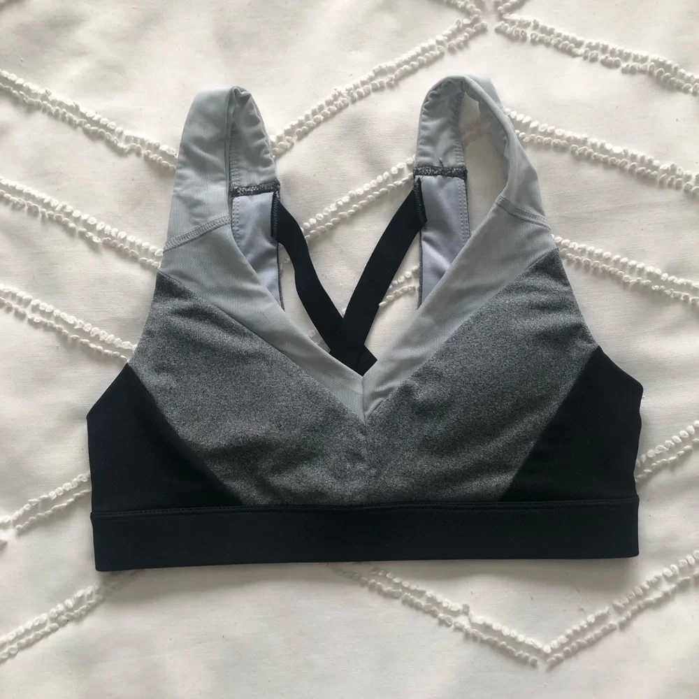 Champion Women’s Black and Gray V-Neck Sports Bra